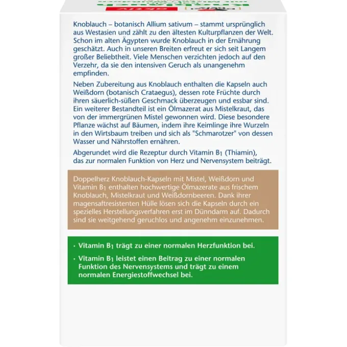 DOPPELHERZ Knobl.Kap.m.Mistel+Weißdorn+Vitamin B1 480 Stück