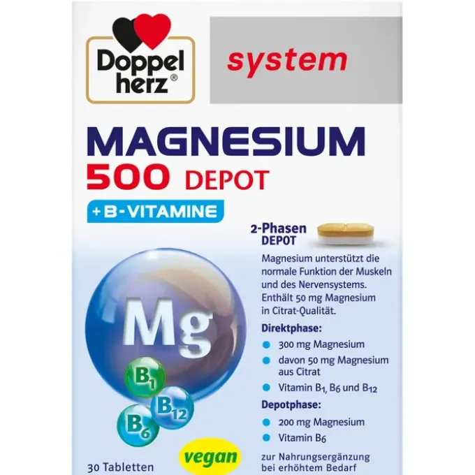 DOPPELHERZ Magnesium 500 Depot system Tabletten 30 Stück