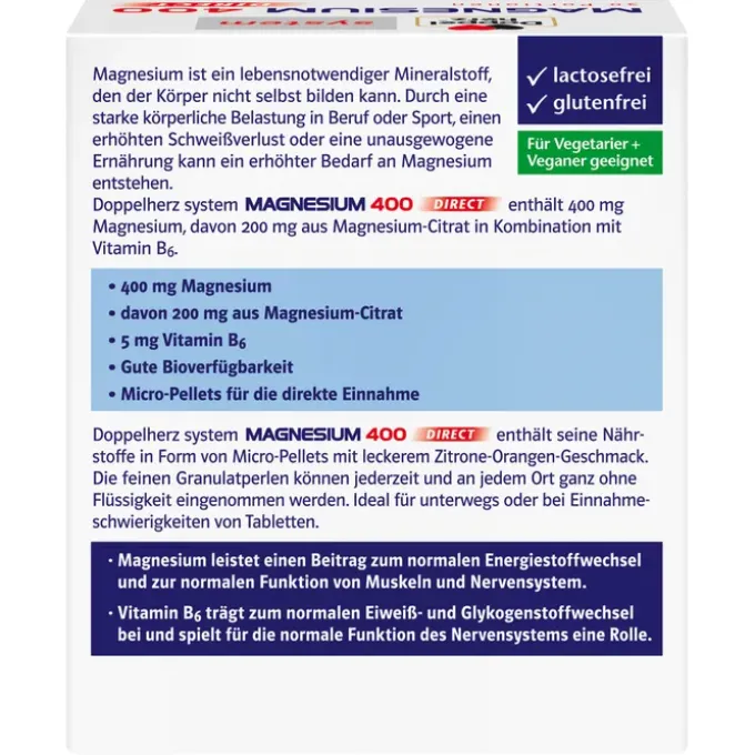 DOPPELHERZ Magnesium 400 DIRECT system Pellets 30 Stück