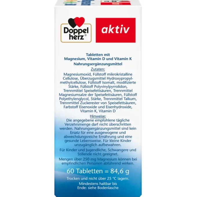 DOPPELHERZ Magnesium 500+D3+K2 Depot Tabletten 60 Stück