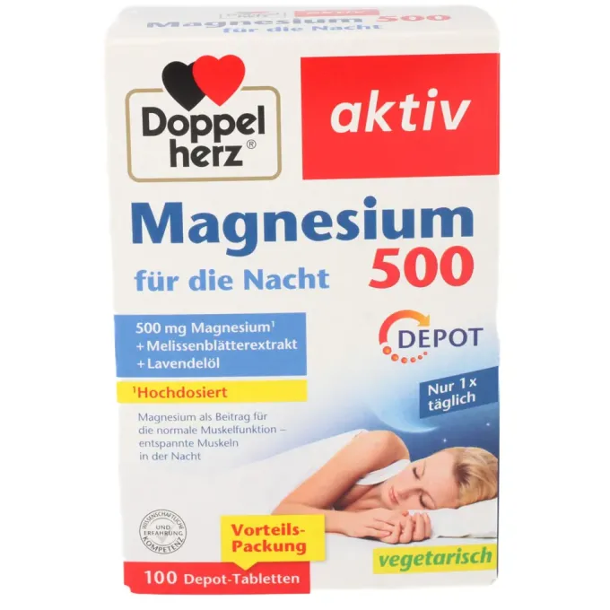 DOPPELHERZ Magnesium 500 für die Nacht Tabletten 100 Stück