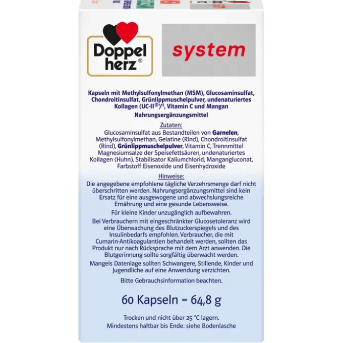 DOPPELHERZ MSM Glucosamin system Kapseln 60 Stück