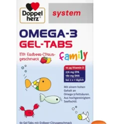 DOPPELHERZ Omega-3 Gel-Tabs family Erdb.Cit.system 60 Stück