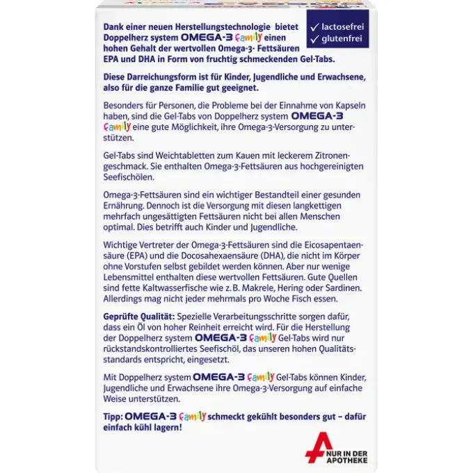 DOPPELHERZ Omega-3 Gel-Tabs family system 120 Stück