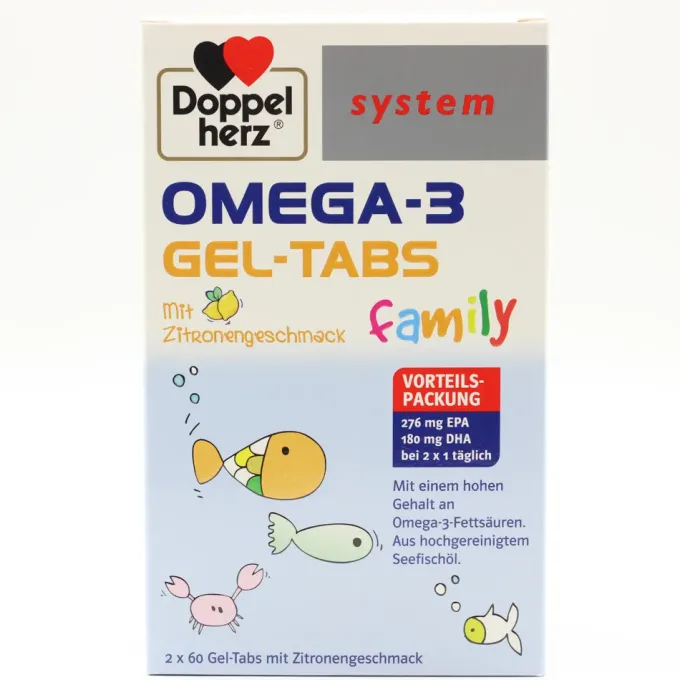 DOPPELHERZ Omega-3 Gel-Tabs family system 120 Stück