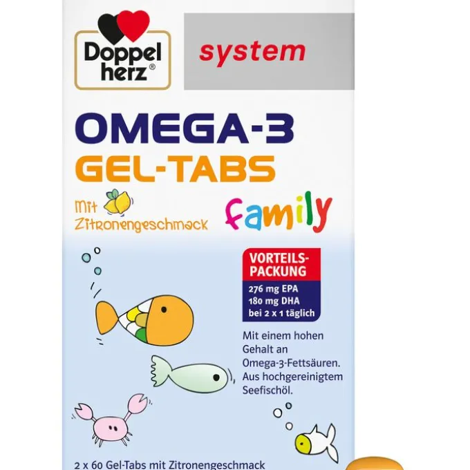 DOPPELHERZ Omega-3 Gel-Tabs family system 120 Stück