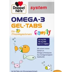 DOPPELHERZ Omega-3 Gel-Tabs family system 60 Stück