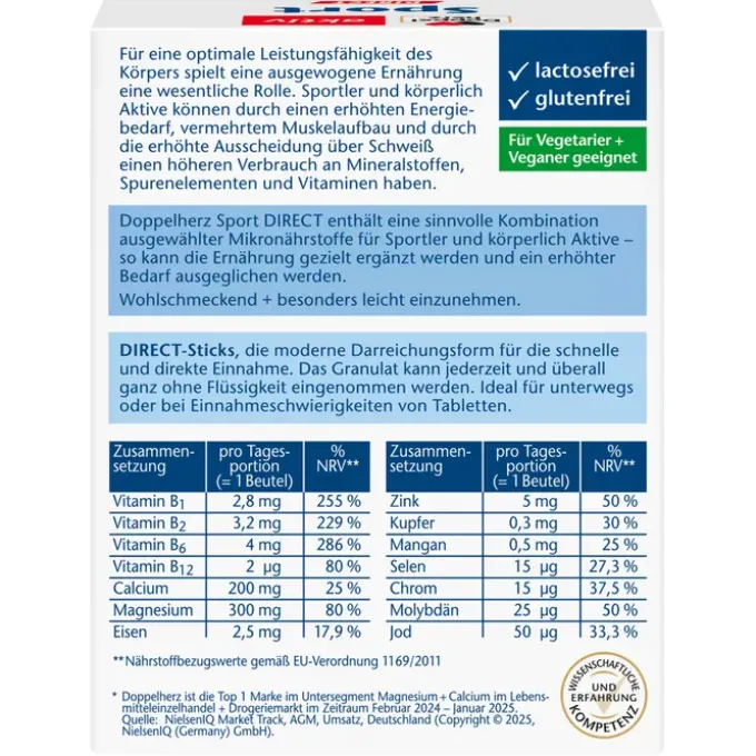 DOPPELHERZ Sport DIRECT Vitamine+Mineralien 20 Stück