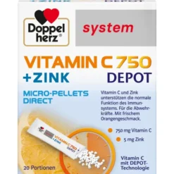 DOPPELHERZ Vitamin C 750 Depot system Pellets 20 Stück