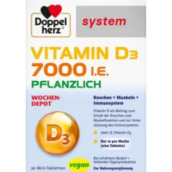 DOPPELHERZ Vitamin D3 7000 I.E. pflanzlich sys.TAB 30 Stück