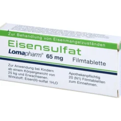 EISENSULFAT Lomapharm 65 mg überzogene Tab. 20 St