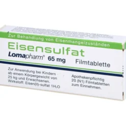 EISENSULFAT Lomapharm 65 mg überzogene Tab. 20 St