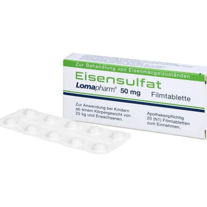 EISENSULFAT Lomapharm 50 mg Filmtabletten 20 St