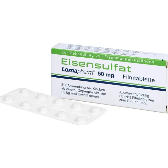 EISENSULFAT Lomapharm 50 mg Filmtabletten 20 St