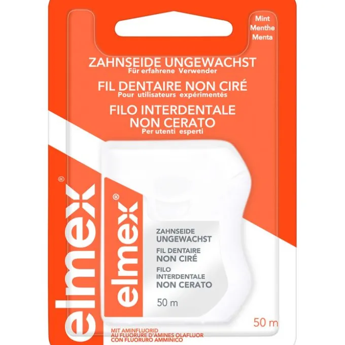 ELMEX Zahnseide ungewachst mit Aminfluorid 50 m