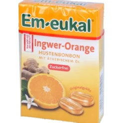 EM-EUKAL Bonbons Ingwer Orange zuckerfrei Box 50 g