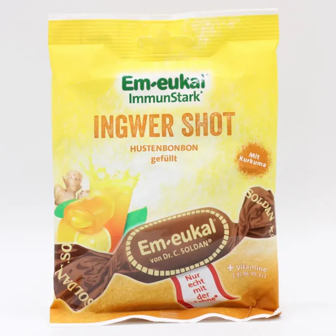 EM-EUKAL Bonbons Ingwer Shot gefüllt zuckerhaltig 75 g
