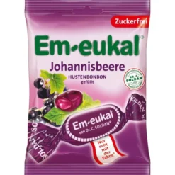 EM-EUKAL Bonbons Johannisbeere gefüllt zuckerfei 75 g