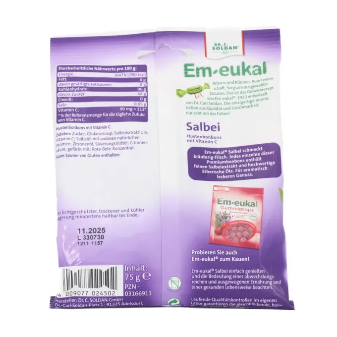 EM-EUKAL Bonbons Salbei zuckerhaltig 75 g