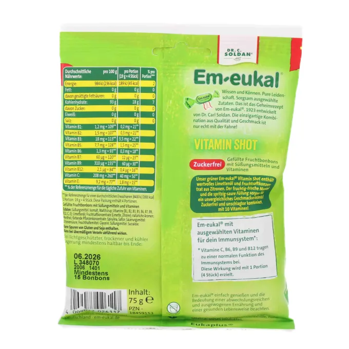 EM-EUKAL Bonbons Vitamin Shot sauer zuckerfrei 75 g