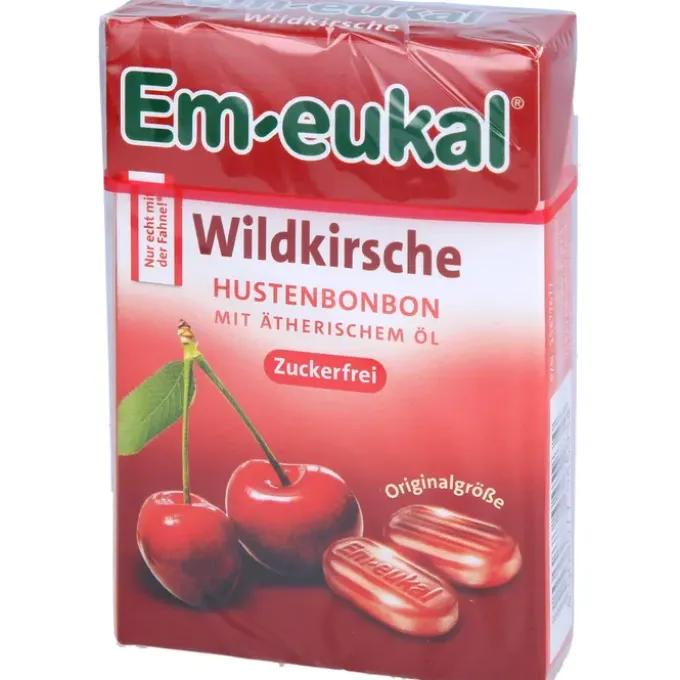 EM-EUKAL Bonbons Wildkirsche zuckerfrei Box 50 g