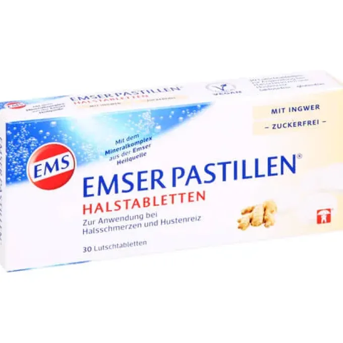 EMSER Pastillen Halstabletten m.Ingwer zuckerfrei 30 St