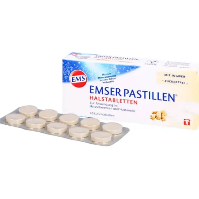EMSER Pastillen Halstabletten m.Ingwer zuckerfrei 30 St