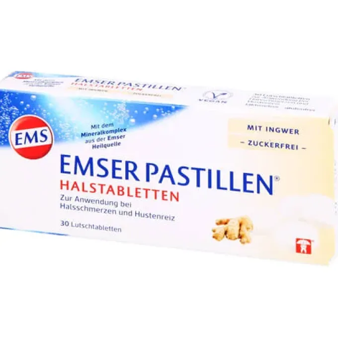 EMSER Pastillen Halstabletten m.Ingwer zuckerfrei 30 St