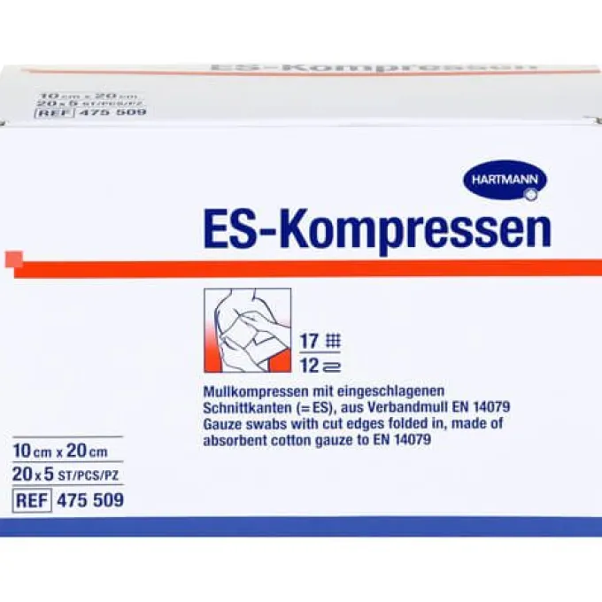 ES-KOMPRESSEN steril 10x20 cm 12fach Großpackung 20X5 St