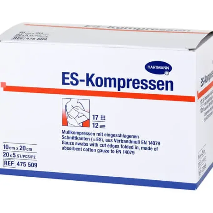 ES-KOMPRESSEN steril 10x20 cm 12fach Großpackung 20X5 St