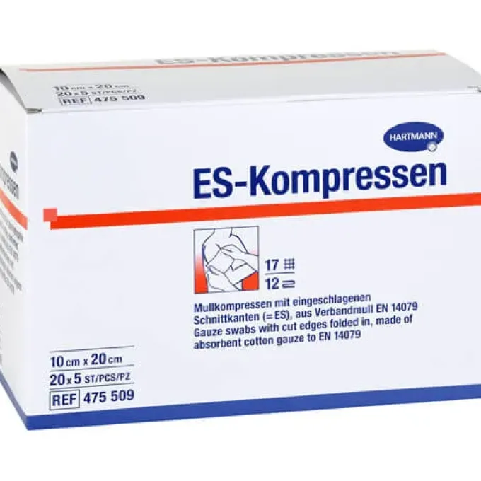 ES-KOMPRESSEN steril 10x20 cm 12fach Großpackung 20X5 St