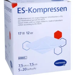 ES-KOMPRESSEN steril 7,5x7,5 cm 12fach Großpackung 5X20 St