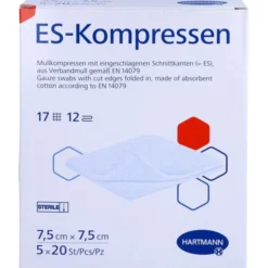 ES-KOMPRESSEN steril 7,5x7,5 cm 12fach Großpackung 5X20 St