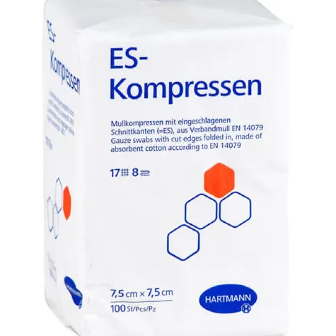 ES-KOMPRESSEN unsteril 7,5x7,5 cm 8fach 100 St