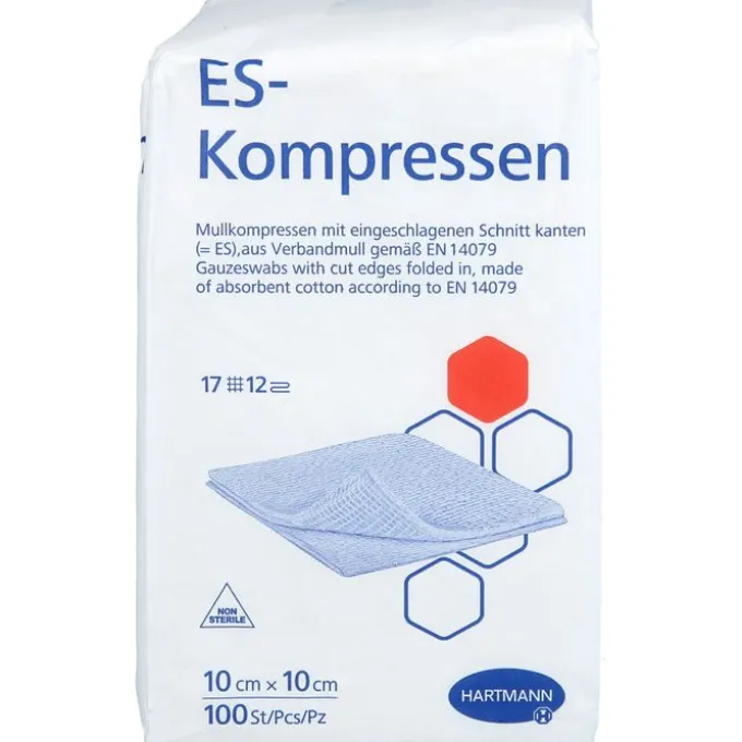ES-KOMPRESSEN unsteril 10x10 cm 12fach 100 St