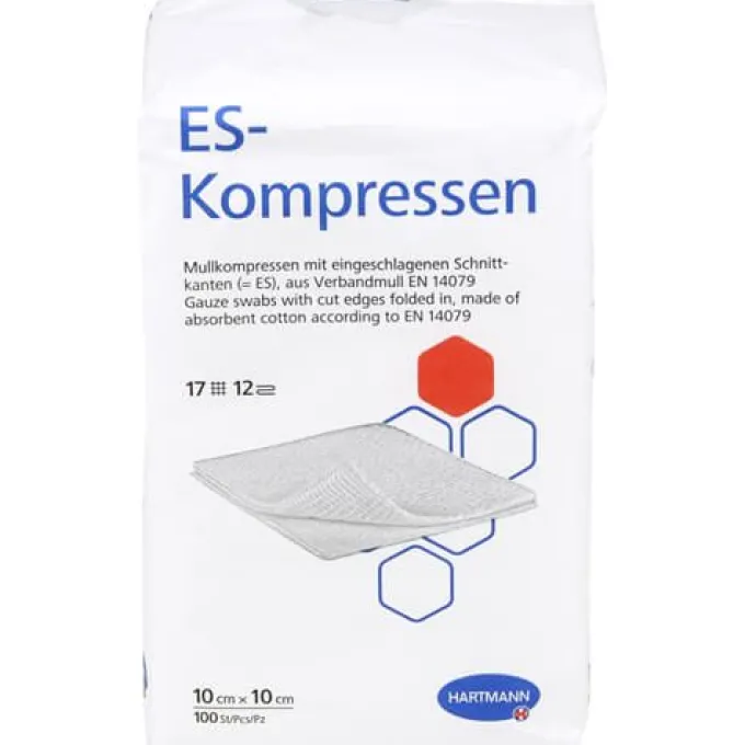 ES-KOMPRESSEN unsteril 10x10 cm 12fach 100 St