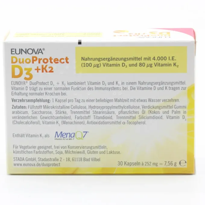 EUNOVA DuoProtect D3+K2 4000 I.E./80 ?g Kapseln Set 2x30St
