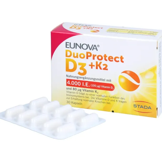 EUNOVA DuoProtect D3+K2 4000 I.E./80 μg Kapseln 30 Stück