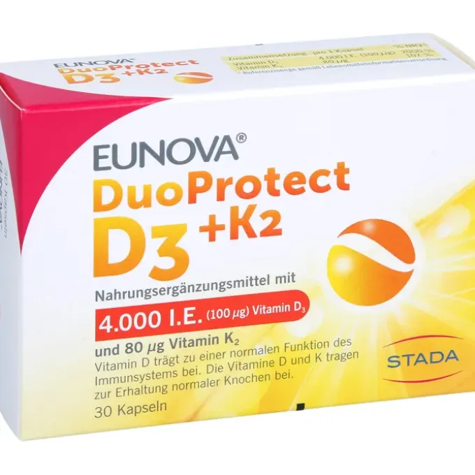 EUNOVA DuoProtect D3+K2 4000 I.E./80 μg Kapseln 30 Stück