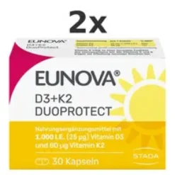EUNOVA DuoProtect D3+K2 1000 I.E./80 ?g Kapseln Set 2x30St