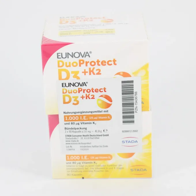 EUNOVA DuoProtect D3+K2 1000 I.E./80 μg Kaps.Kombi 180 Stück