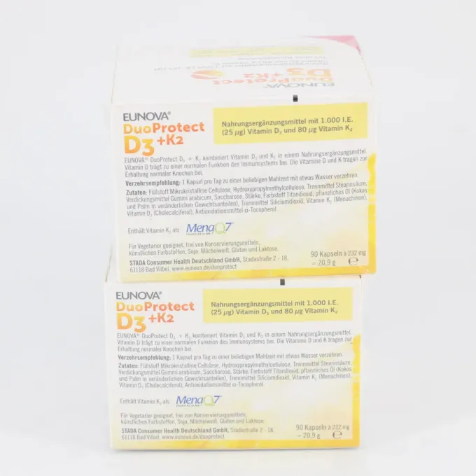 EUNOVA DuoProtect D3+K2 1000 I.E./80 μg Kaps.Kombi 180 Stück