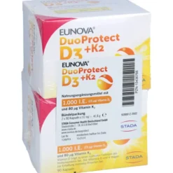 EUNOVA DuoProtect D3+K2 1000 I.E./80 μg Kaps.Kombi 180 Stück
