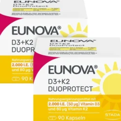 EUNOVA DuoProtect D3+K2 2000 I.E./80 μg Kaps.Kombi 180 Stück