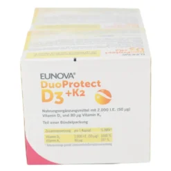 EUNOVA DuoProtect D3+K2 2000 I.E./80 μg Kaps.Kombi 180 Stück