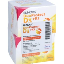 EUNOVA DuoProtect D3+K2 2000 I.E./80 μg Kaps.Kombi 180 Stück