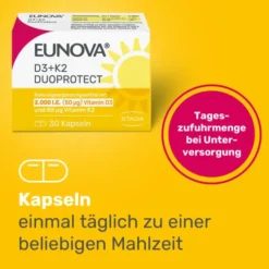 EUNOVA DuoProtect D3+K2 2000 I.E./80 μg Kapseln 30 Stück