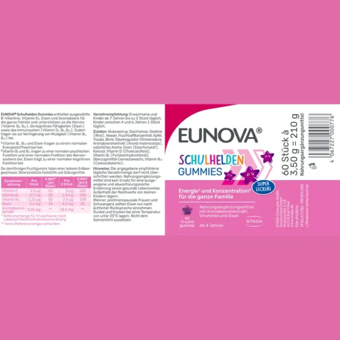 EUNOVA Schulhelden Gummies 60 Stück