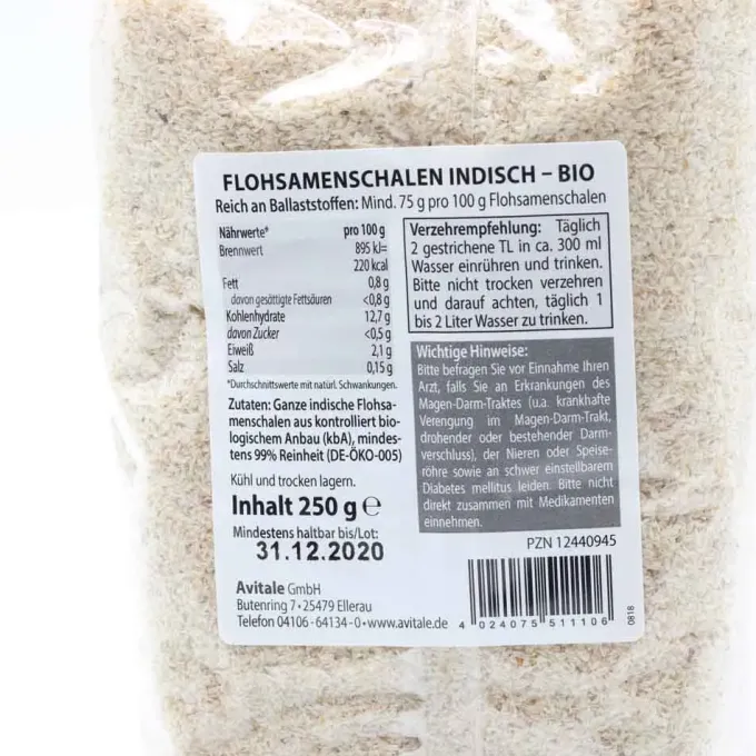 FLOHSAMENSCHALEN indisch Bio 250 g