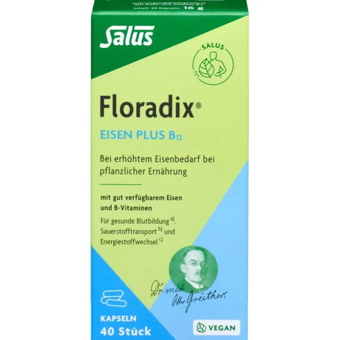 FLORADIX Eisen plus B12 vegan Kapseln 40 Stück